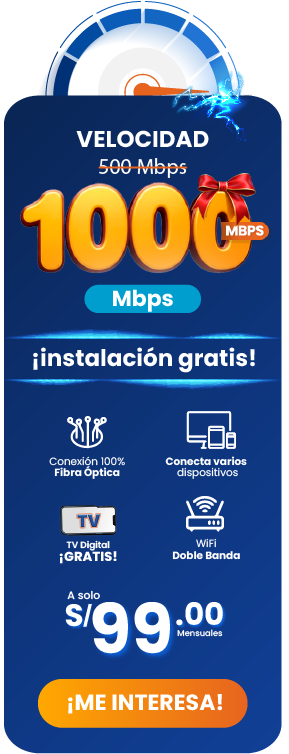 Tabla de precios del plan de 1000 Mbps a 99 soles de internet