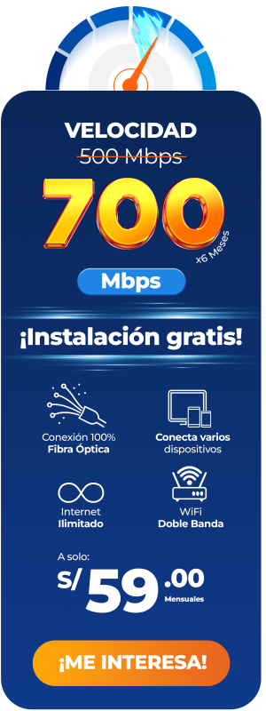 Tabla de precios del plan de 700 Mbps a 59 soles de internet